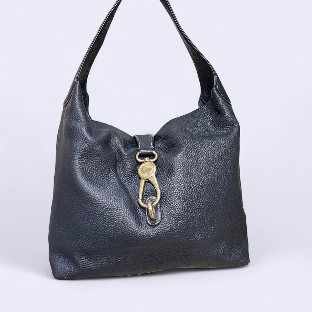 Dooney & Bourke Black Pebbled Leather Hobo with Gold Tone Hardware